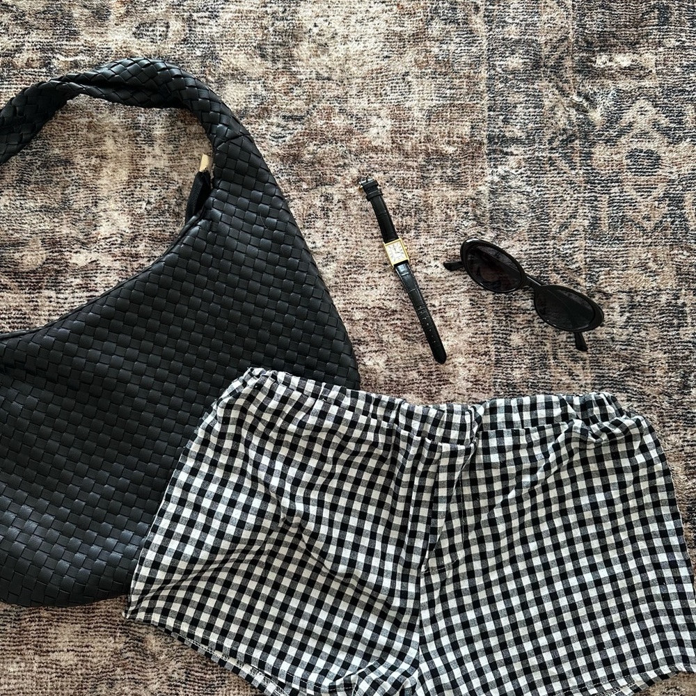 Black and White Gingham Women's Shorts